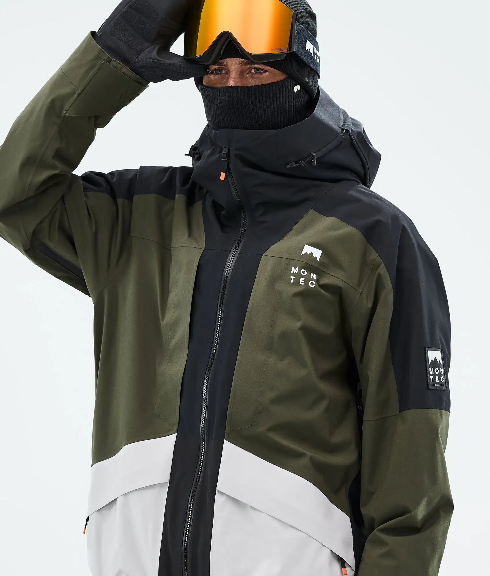Morpheus ski jacket men - Black/Olive Green/Light Grey