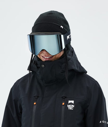 Ski Goggles Black W/Black Moon Blue Mirror