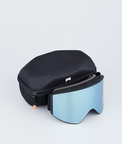 Ski Goggles Black W/Black Moon Blue Mirror