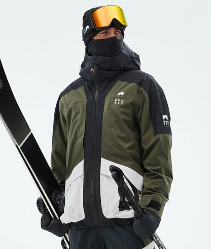 Morpheus ski jacket men - Black/Olive Green/Light Grey